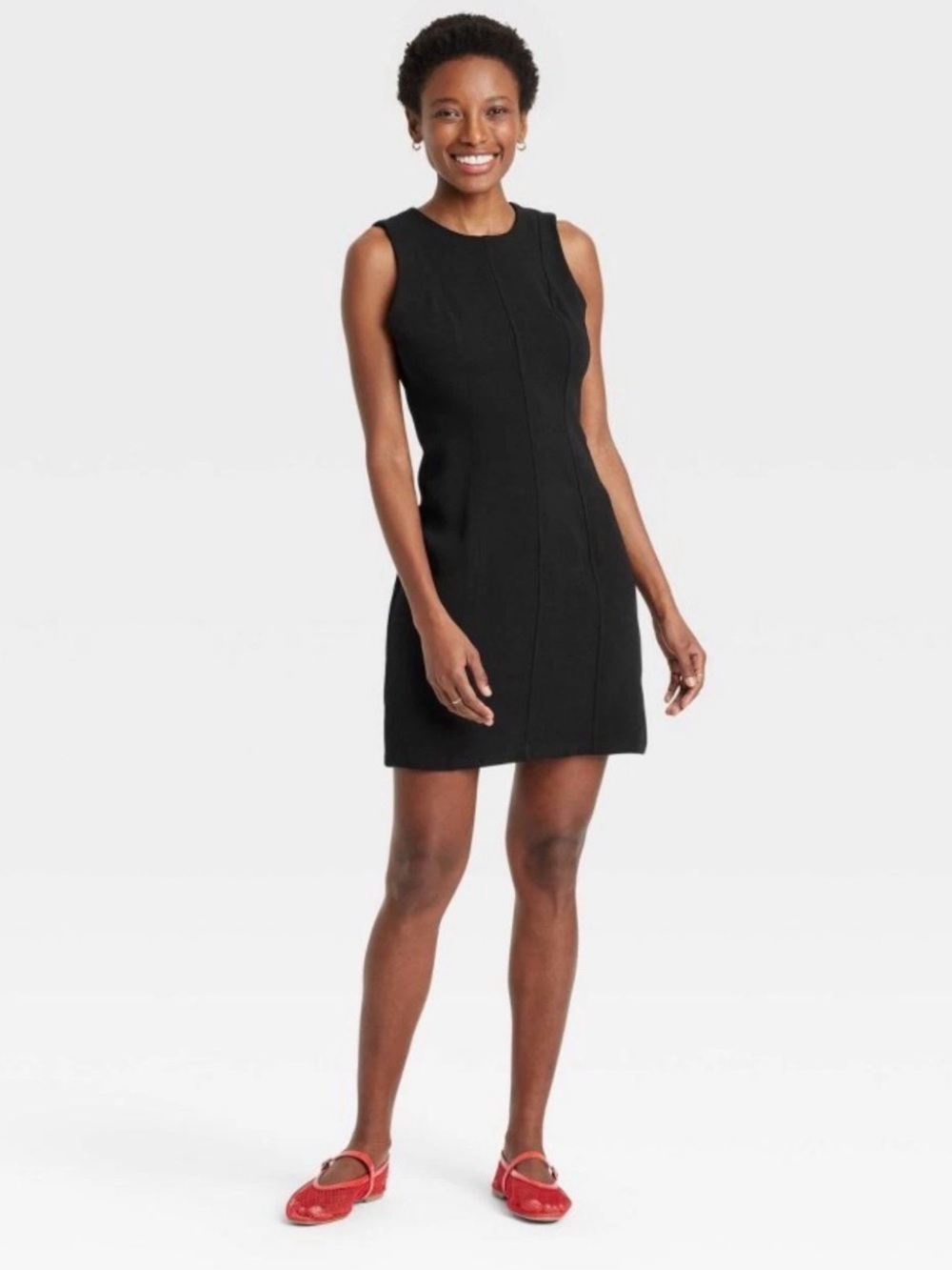 Sleeveless Black Mini Sheath Shift Dress -A New Day- Size 6 Small NWT